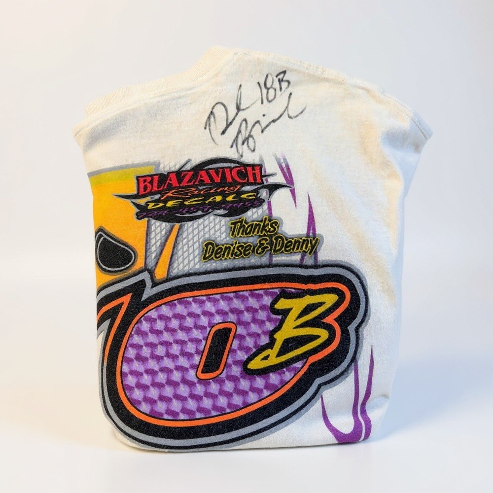 Vintage‎ Dave Blazavich 18B Signed Dirt Late Model Racing T-Shirt Mens M Y2K